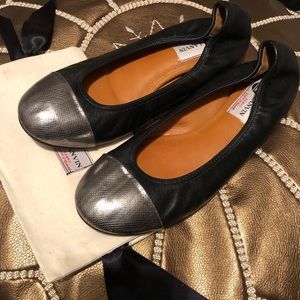 Lanvin Classic Cap Toe Leather Ballerina Flats